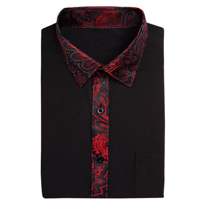 Black Red Paisley Edge Dress Shirt shirt    - Sophisticated Gentlemen