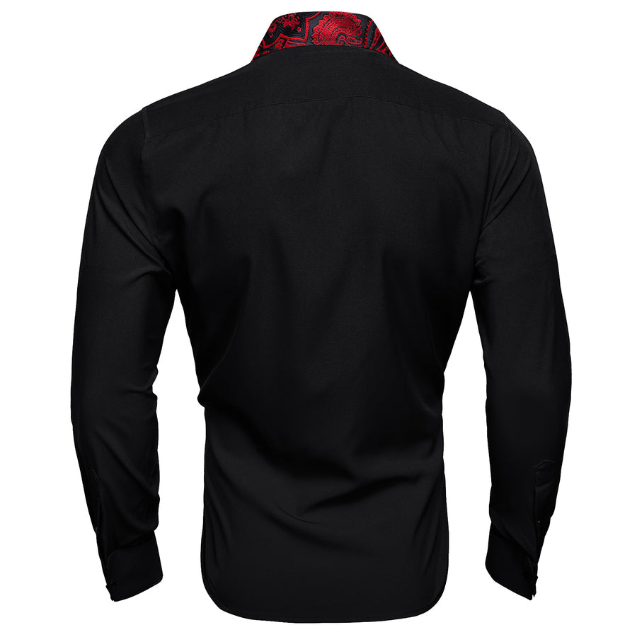 Black Red Paisley Edge Dress Shirt shirt    - Sophisticated Gentlemen