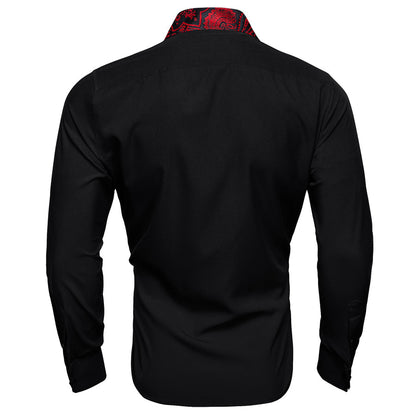 Black Red Paisley Edge Dress Shirt shirt    - Sophisticated Gentlemen