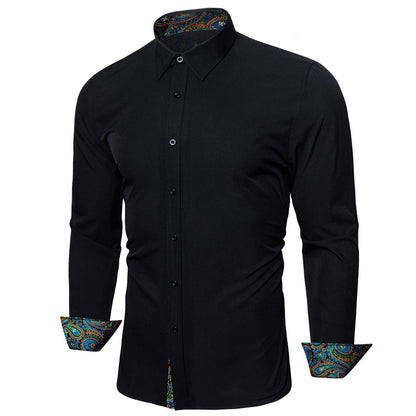Black With Blue Green Paisley Edge Dress Shirt shirt    - Sophisticated Gentlemen