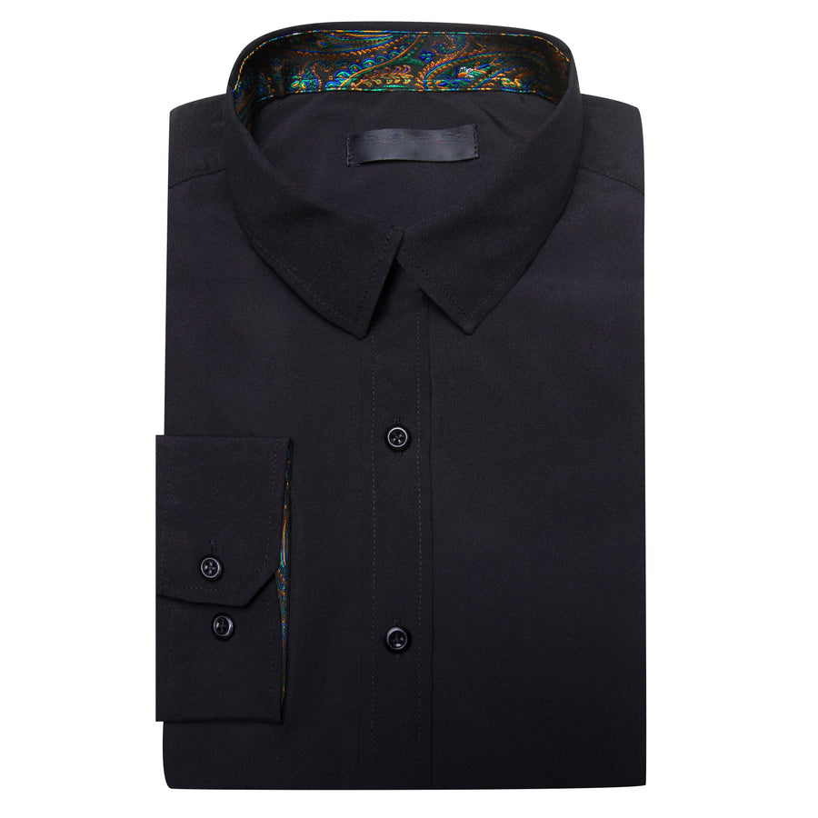 Black With Blue Green Paisley Edge Dress Shirt shirt    - Sophisticated Gentlemen