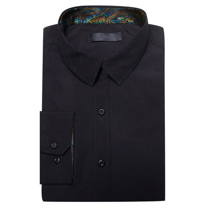 Black With Blue Green Paisley Edge Dress Shirt shirt    - Sophisticated Gentlemen