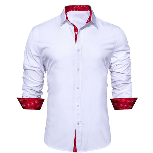 White With Red White Plaid Edge Dress Shirt shirt S   - Sophisticated Gentlemen