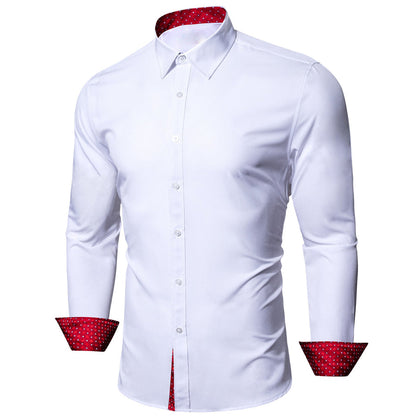 White With Red White Plaid Edge Dress Shirt shirt    - Sophisticated Gentlemen