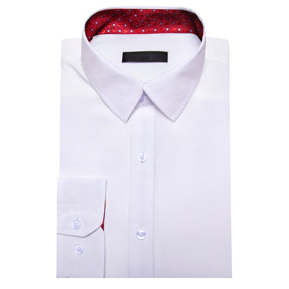 White With Red White Plaid Edge Dress Shirt shirt    - Sophisticated Gentlemen