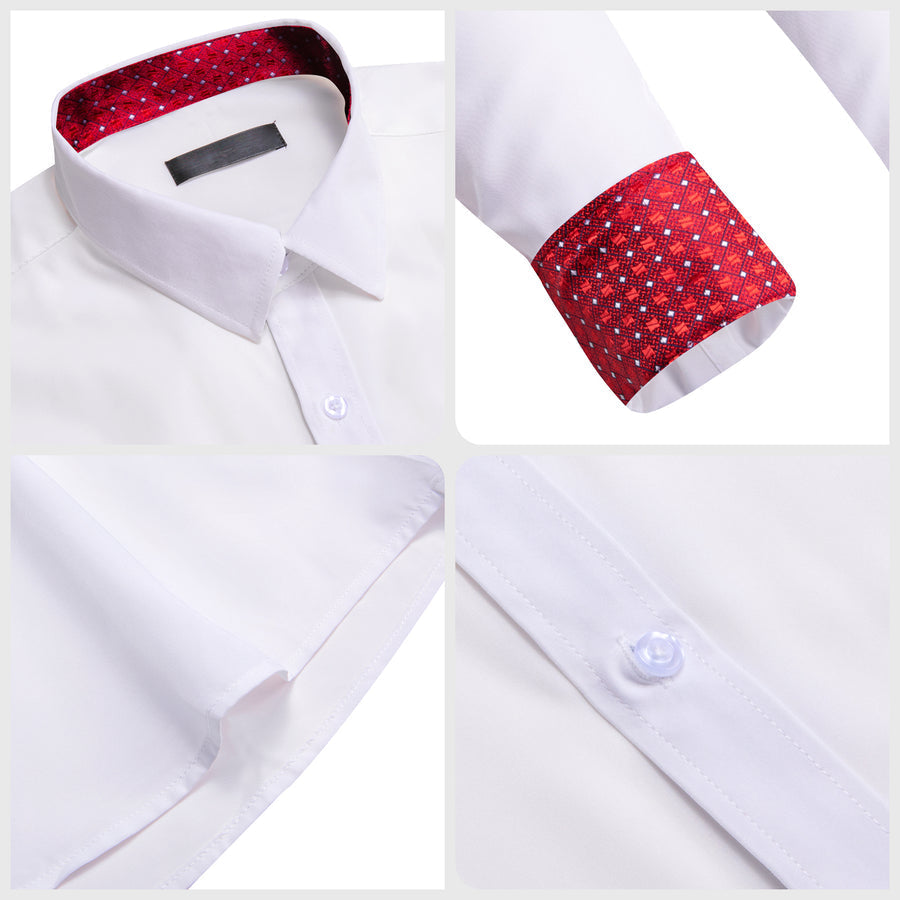 White With Red White Plaid Edge Dress Shirt shirt    - Sophisticated Gentlemen