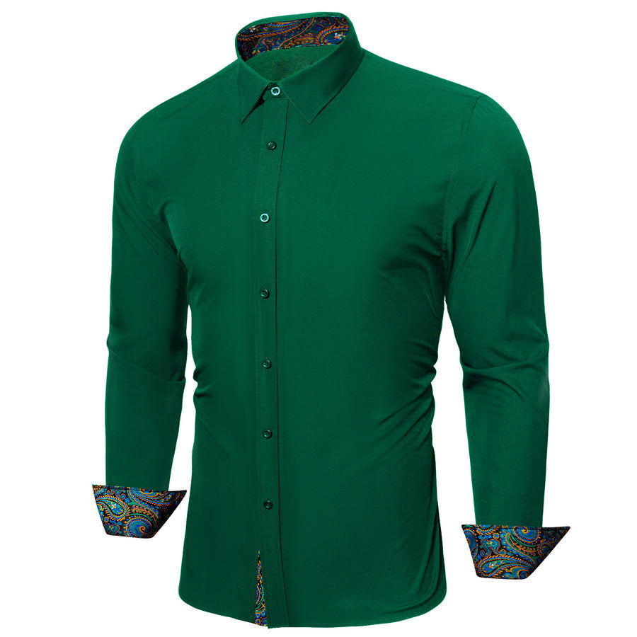 Dark Green With Multiple Color Paisley Edge Dress Shirt shirt    - Sophisticated Gentlemen