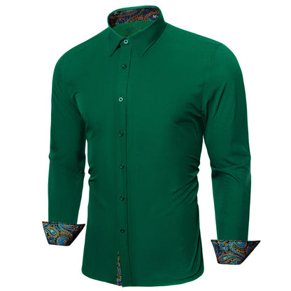 Dark Green With Multiple Color Paisley Edge Dress Shirt shirt    - Sophisticated Gentlemen