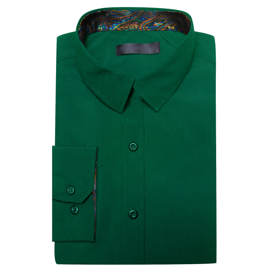 Dark Green With Multiple Color Paisley Edge Dress Shirt shirt    - Sophisticated Gentlemen