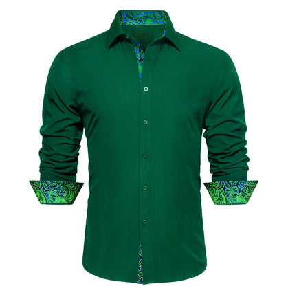 Dark Green Paisley Edge Dress Shirt shirt S   - Sophisticated Gentlemen