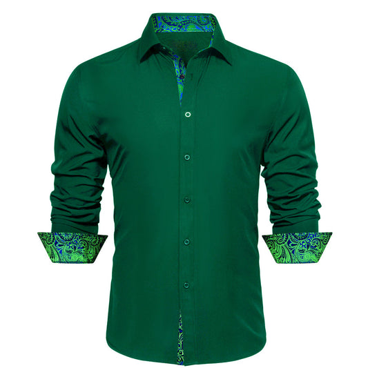 Dark Green Paisley Edge Dress Shirt shirt S   - Sophisticated Gentlemen