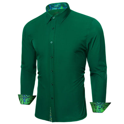 Dark Green Paisley Edge Dress Shirt shirt    - Sophisticated Gentlemen