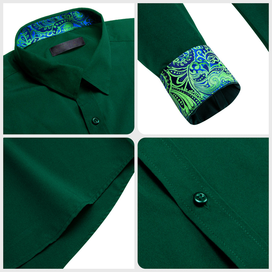 Dark Green Paisley Edge Dress Shirt shirt    - Sophisticated Gentlemen