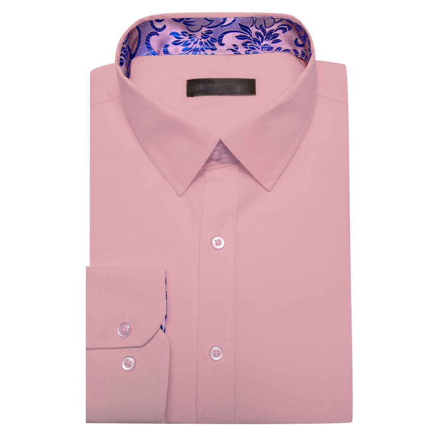 Pink With Purple Floral Edge Dress Shirt shirt    - Sophisticated Gentlemen