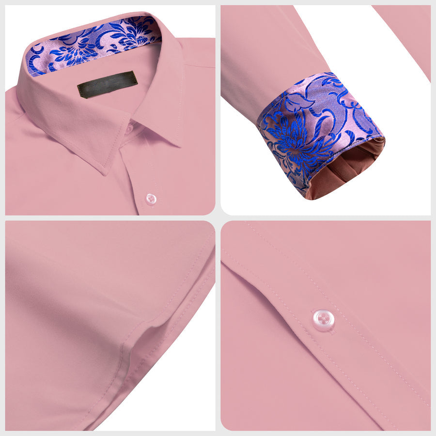 Pink With Purple Floral Edge Dress Shirt shirt    - Sophisticated Gentlemen