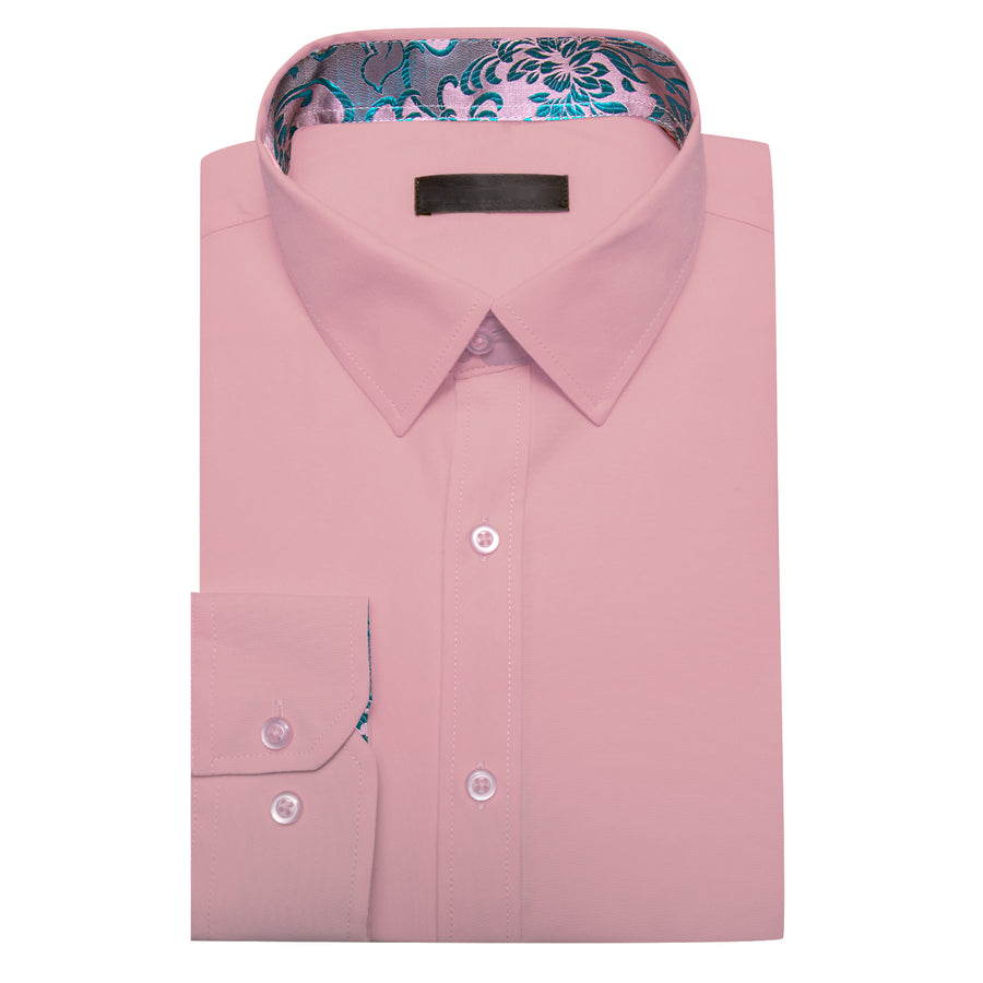 Pink With Aqua Floral Edge Dress Shirt shirt    - Sophisticated Gentlemen