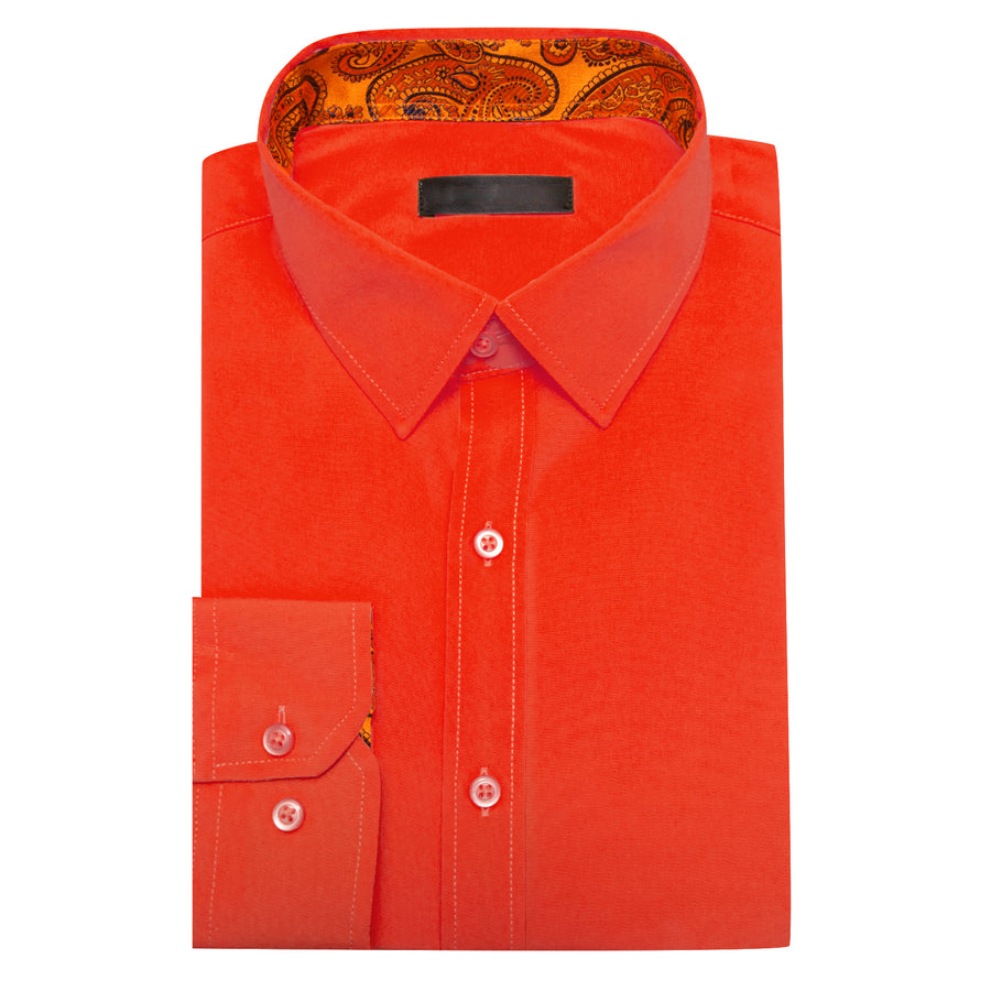 Orange With Blue Orange Paisley Edge Dress Shirt shirt    - Sophisticated Gentlemen