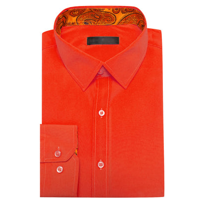 Orange With Blue Orange Paisley Edge Dress Shirt shirt    - Sophisticated Gentlemen