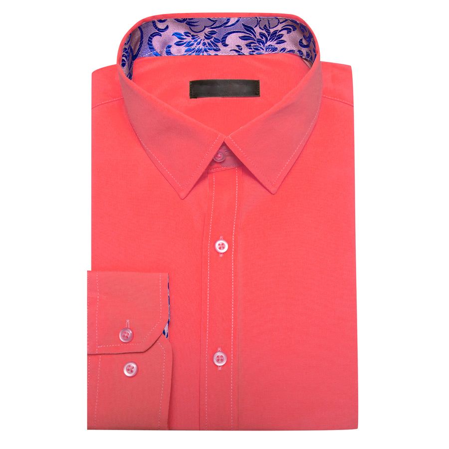 Light Orange With Blue Floral Edge Dress Shirt shirt    - Sophisticated Gentlemen