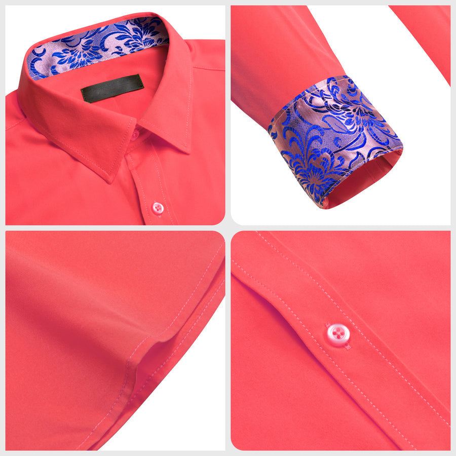 Light Orange With Blue Floral Edge Dress Shirt shirt    - Sophisticated Gentlemen