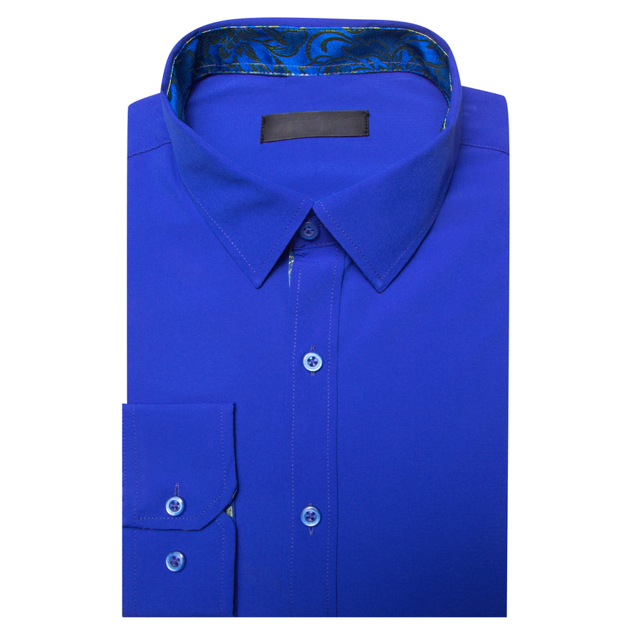 Blue With Yellow Floral Edge Dress Shirt shirt    - Sophisticated Gentlemen