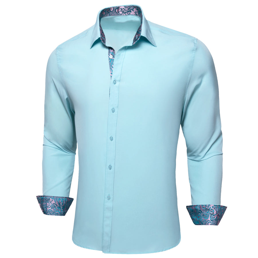 Silver Blue Floral Edge Men's Dress Shirt shirt    - Sophisticated Gentlemen