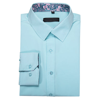 Silver Blue Floral Edge Men's Dress Shirt shirt    - Sophisticated Gentlemen