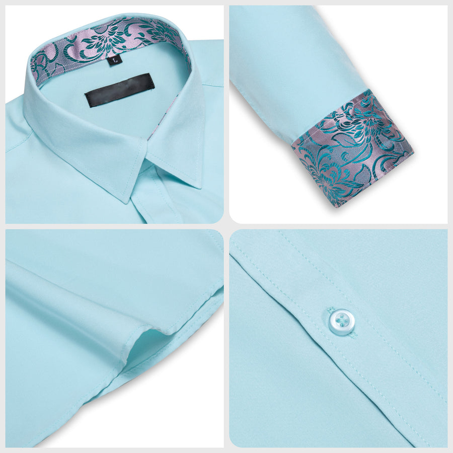 Silver Blue Floral Edge Men's Dress Shirt shirt    - Sophisticated Gentlemen