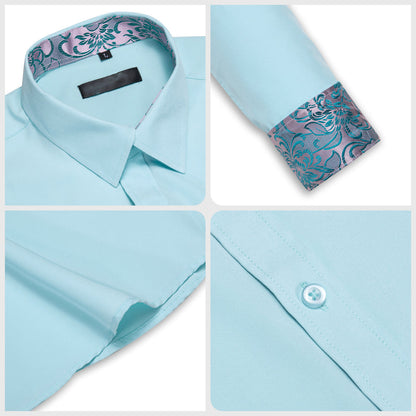 Silver Blue Floral Edge Men's Dress Shirt shirt    - Sophisticated Gentlemen