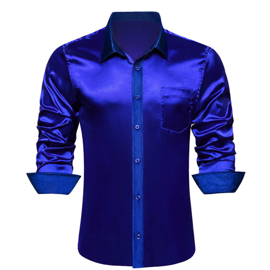 Navy Blue With Geometric Line Edge Dress Shirt shirt S   - Sophisticated Gentlemen