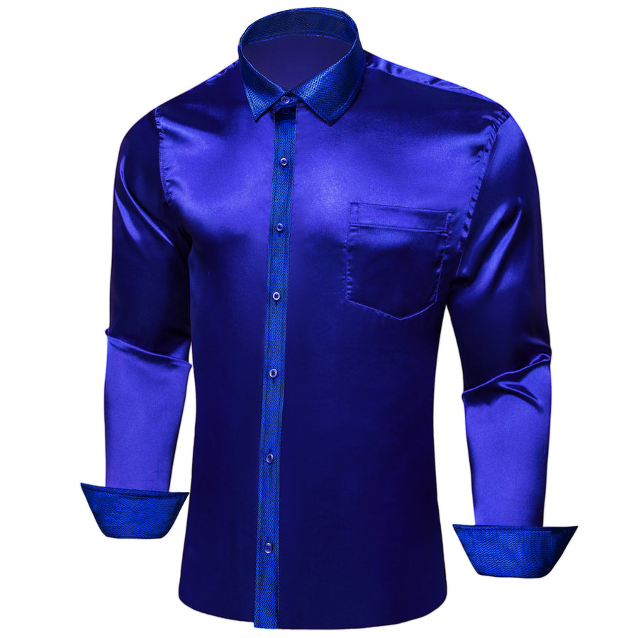 Navy Blue With Geometric Line Edge Dress Shirt shirt    - Sophisticated Gentlemen