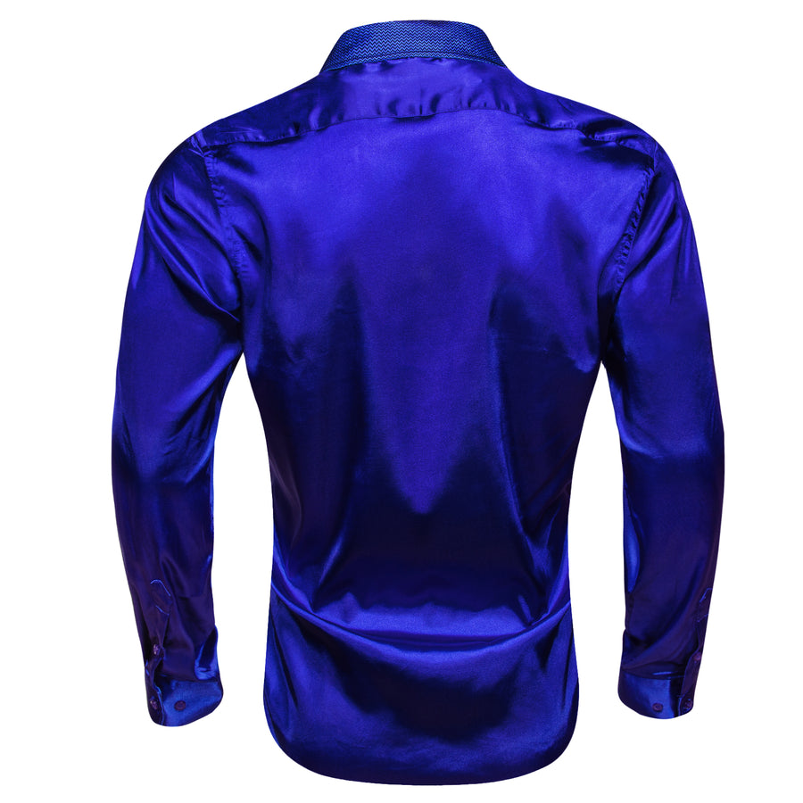 Navy Blue With Geometric Line Edge Dress Shirt shirt    - Sophisticated Gentlemen
