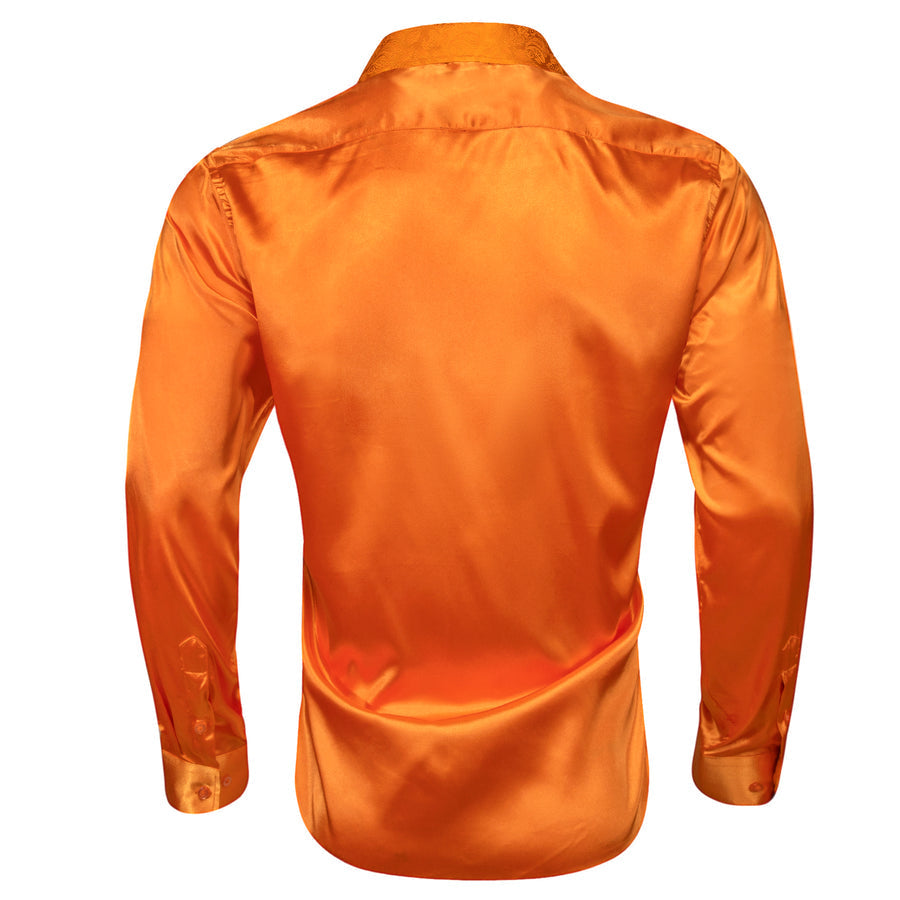 Orange Solid With Orange Paisley Edge Dress Shirt shirt    - Sophisticated Gentlemen