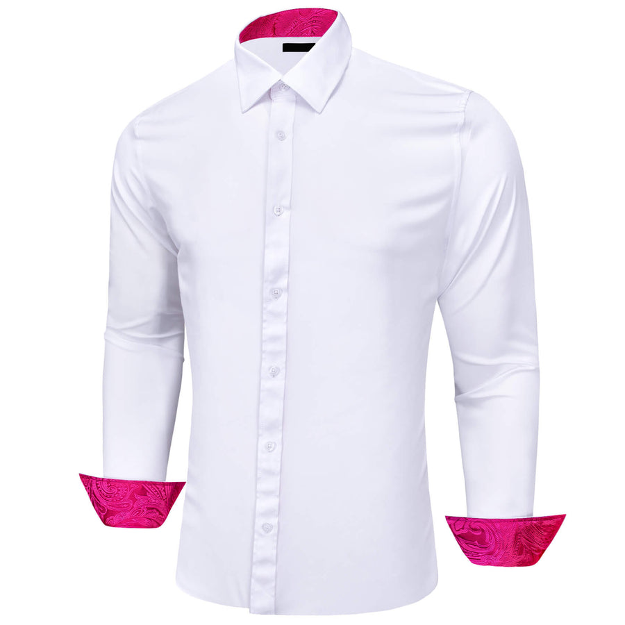 White Rose Pink Splicing Paisley Dress Shirt shirt    - Sophisticated Gentlemen
