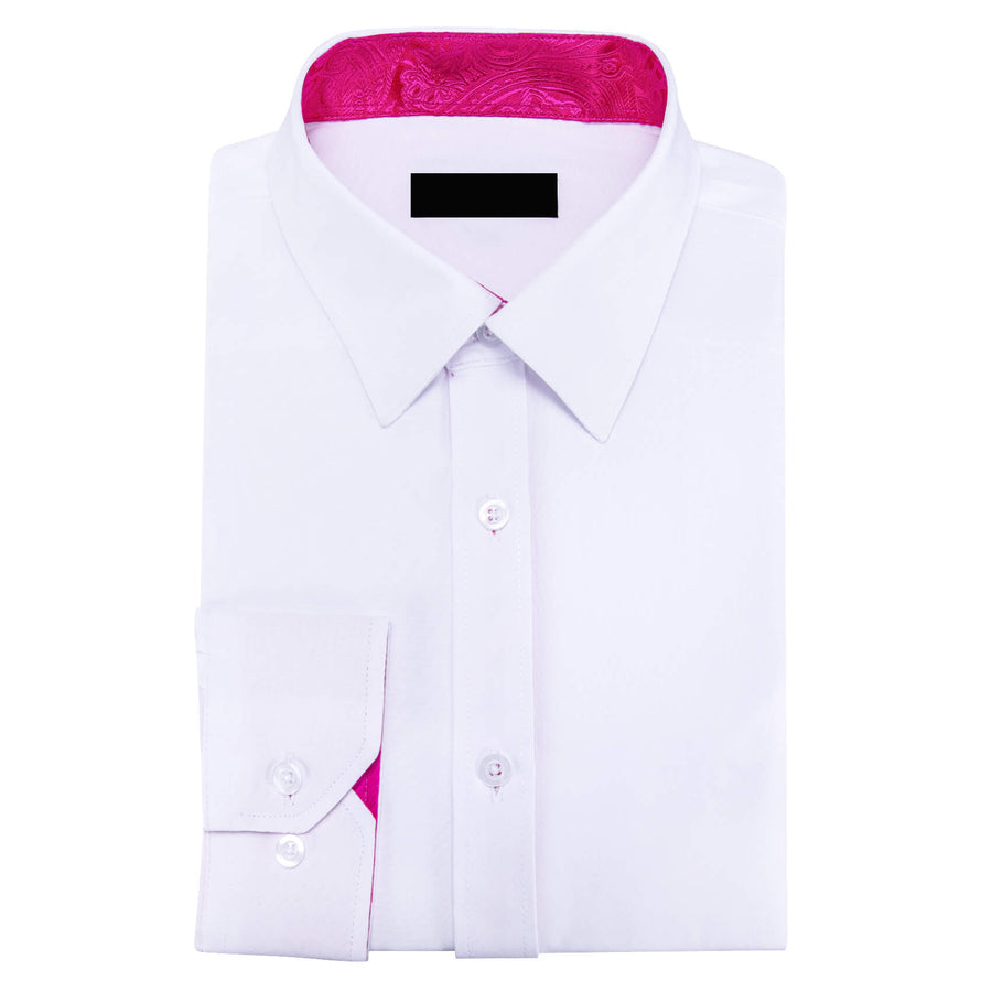 White Rose Pink Splicing Paisley Dress Shirt shirt    - Sophisticated Gentlemen
