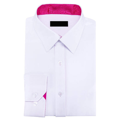 White Rose Pink Splicing Paisley Dress Shirt shirt    - Sophisticated Gentlemen