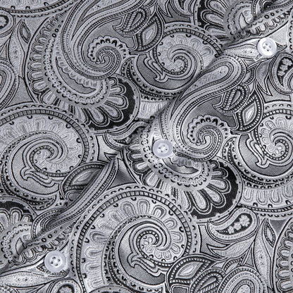 Gray Paisley Silk Shirt shirt    - Sophisticated Gentlemen