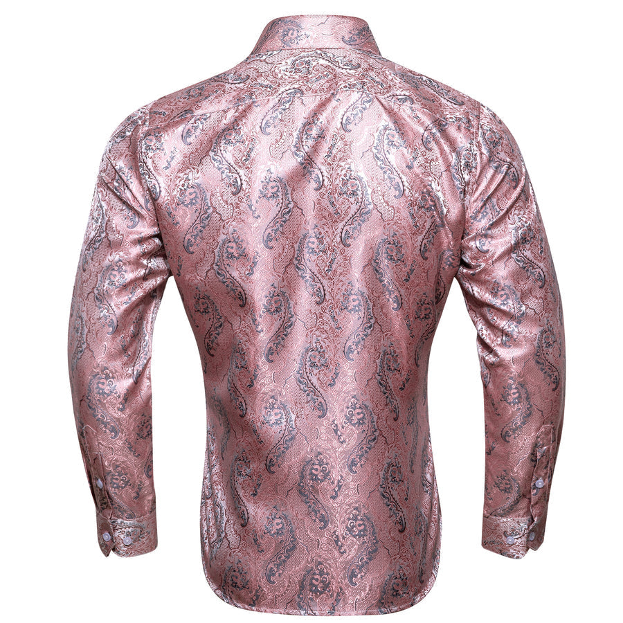 Baby Pink Paisley Silk Dress Shirt shirt    - Sophisticated Gentlemen
