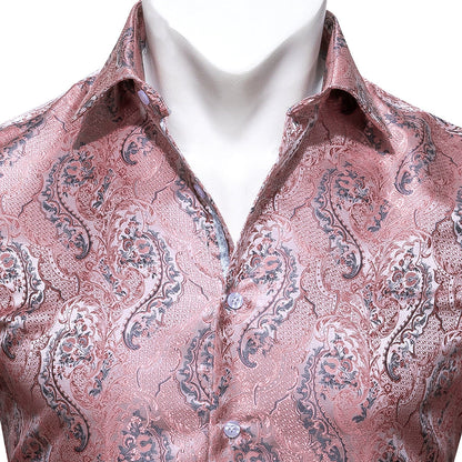 Baby Pink Paisley Silk Dress Shirt shirt    - Sophisticated Gentlemen