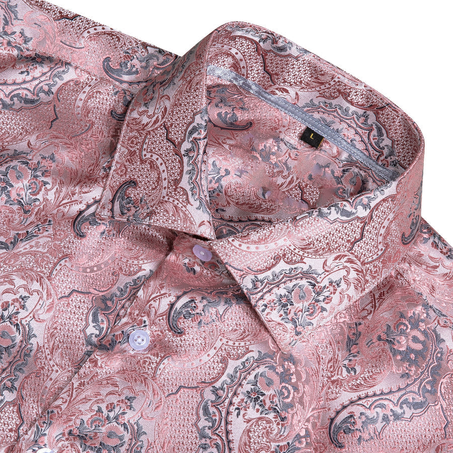 Baby Pink Paisley Silk Dress Shirt shirt    - Sophisticated Gentlemen
