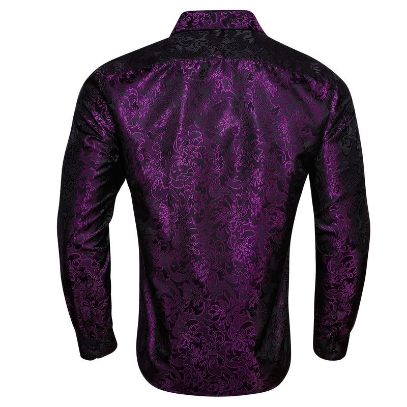 Deep Purple Floral Silk Dress Shirt shirt    - Sophisticated Gentlemen