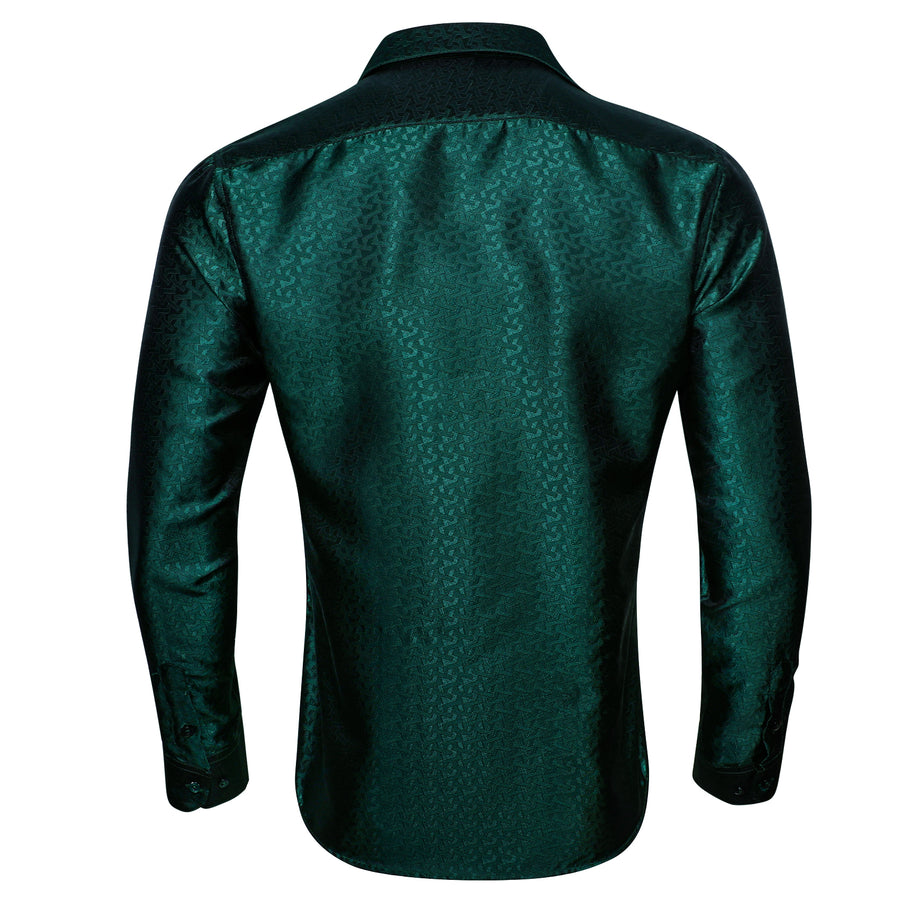 Emerald Green Novelty Silk Dress Shirt shirt    - Sophisticated Gentlemen
