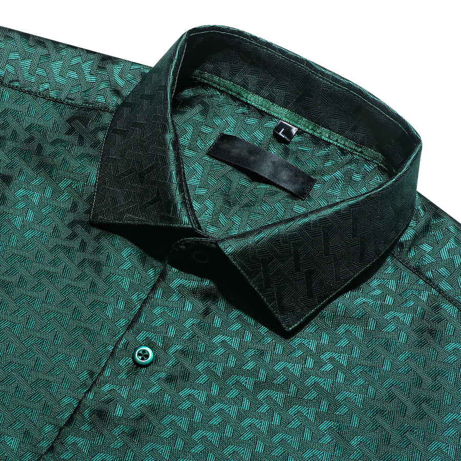 Emerald Green Novelty Silk Dress Shirt shirt    - Sophisticated Gentlemen
