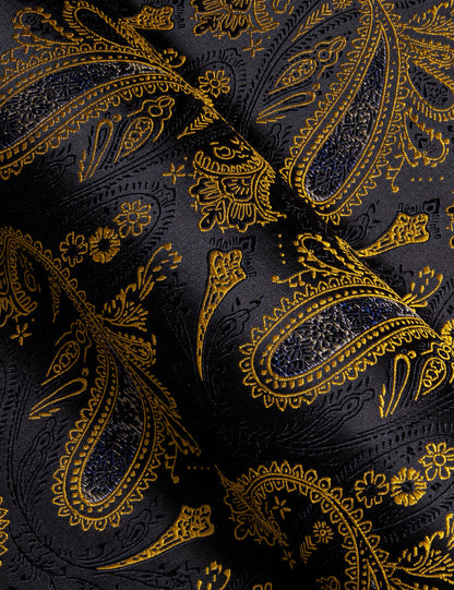 Black Gold Paisley Silk Dress Shirt shirt    - Sophisticated Gentlemen