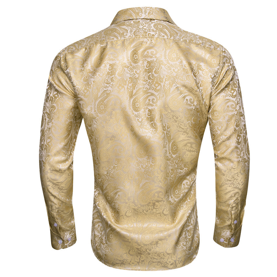 Light Yellow Paisley Silk Dress Shirt shirt    - Sophisticated Gentlemen