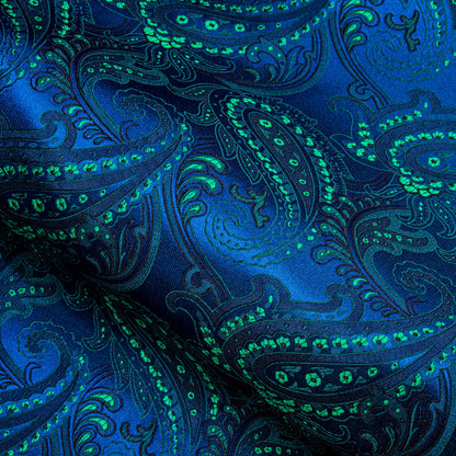 Navy Blue Green Paisley Silk Dress Shirt shirt    - Sophisticated Gentlemen