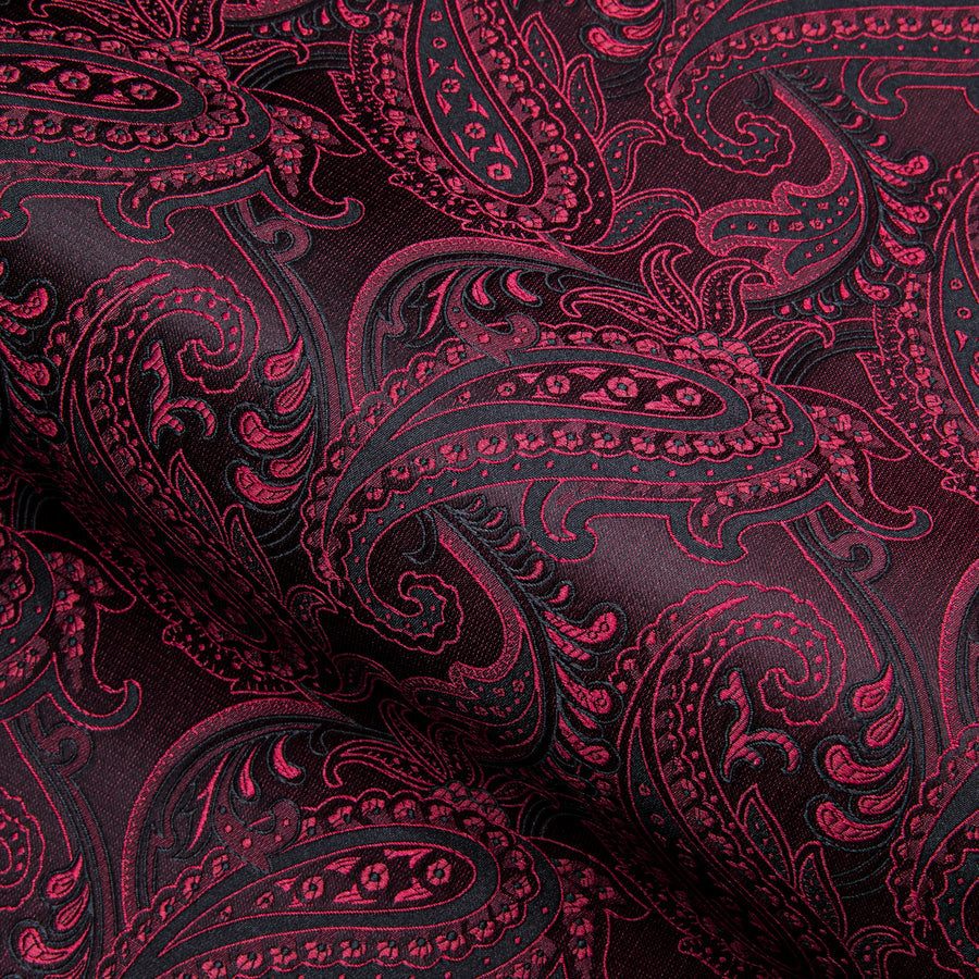 Dark Red Black Paisley Silk Dress Shirt shirt    - Sophisticated Gentlemen