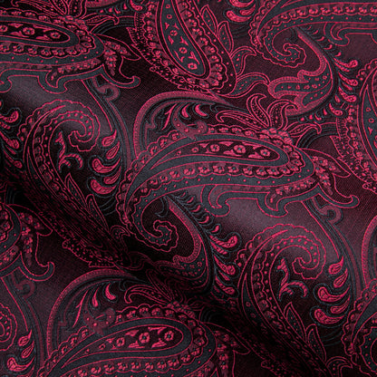 Dark Red Black Paisley Silk Dress Shirt shirt    - Sophisticated Gentlemen