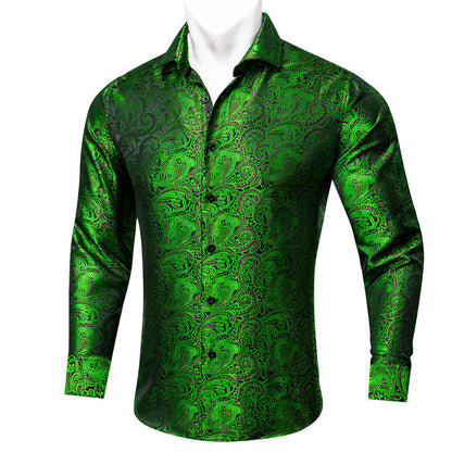 Green Paisley Men's Dress Shirt shirt S   - Sophisticated Gentlemen