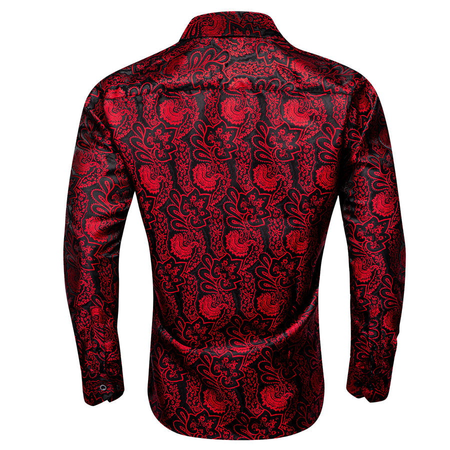 Red Black Paisley Men's Dress Shirt shirt    - Sophisticated Gentlemen